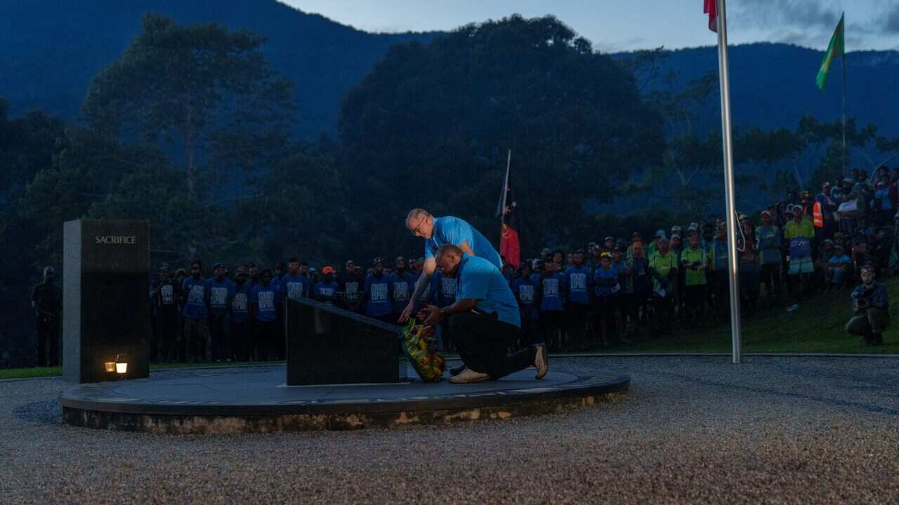 Anthony Albanese and James Marape at the dawn service at Isurava (SBS) .jpg