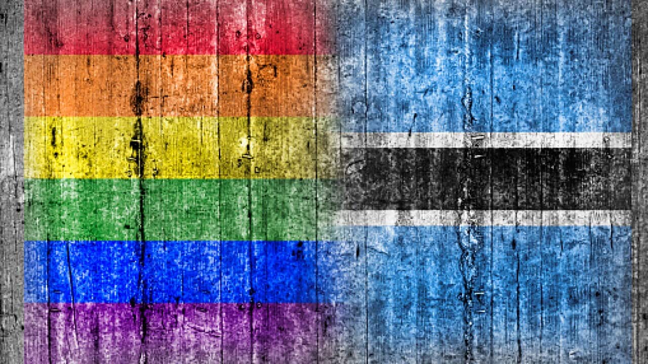 LGBT and Botswana flag on concrete wall