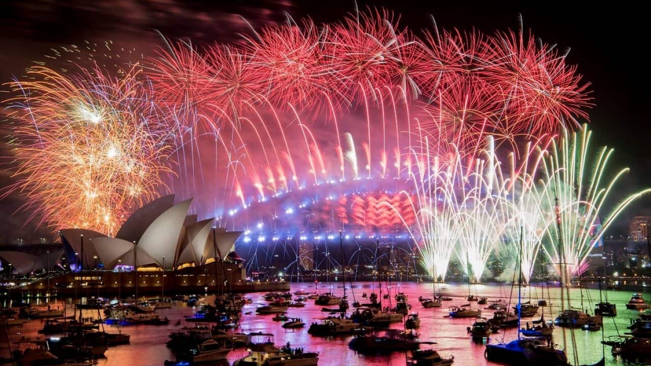 Fireworks explode over the Sydney Harbour during New Year's Eve celebrations.