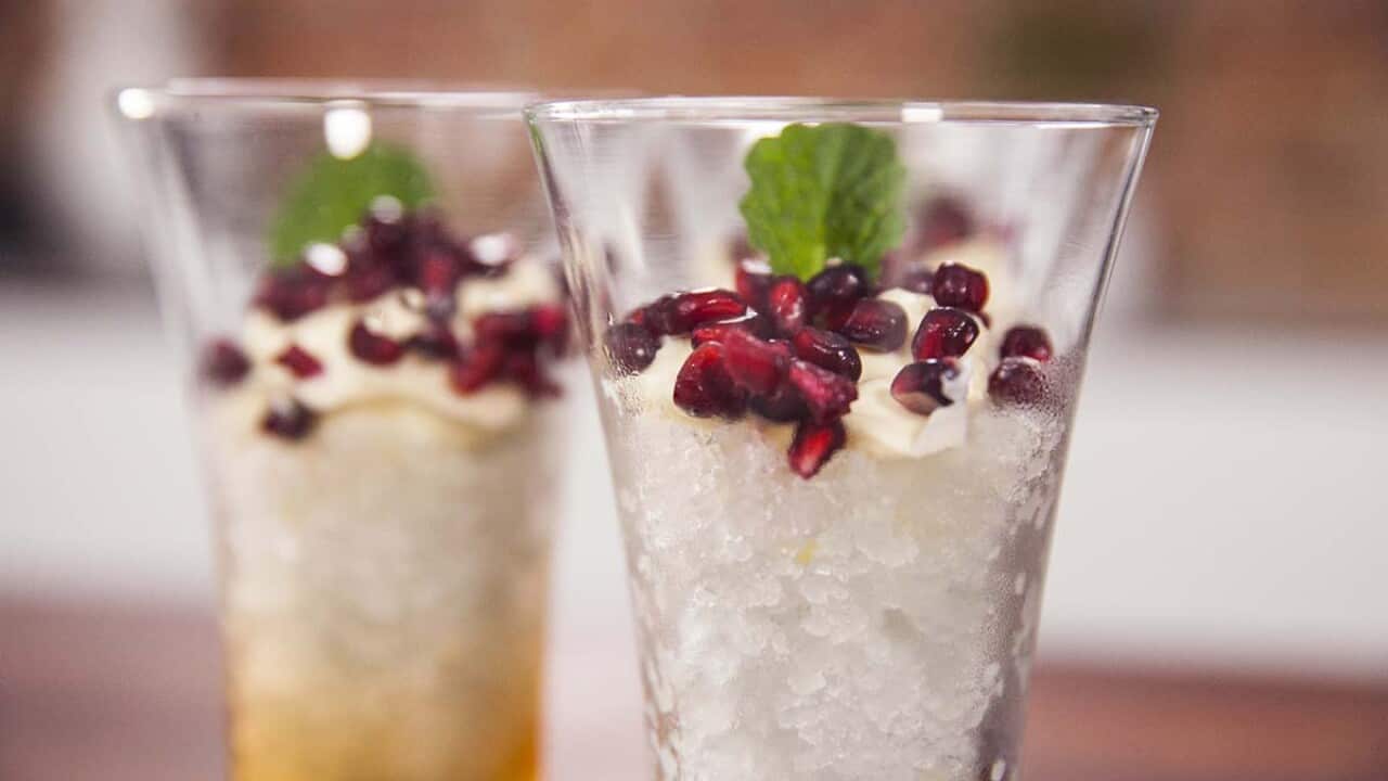 Shikanji granita with lemon crème fraiche