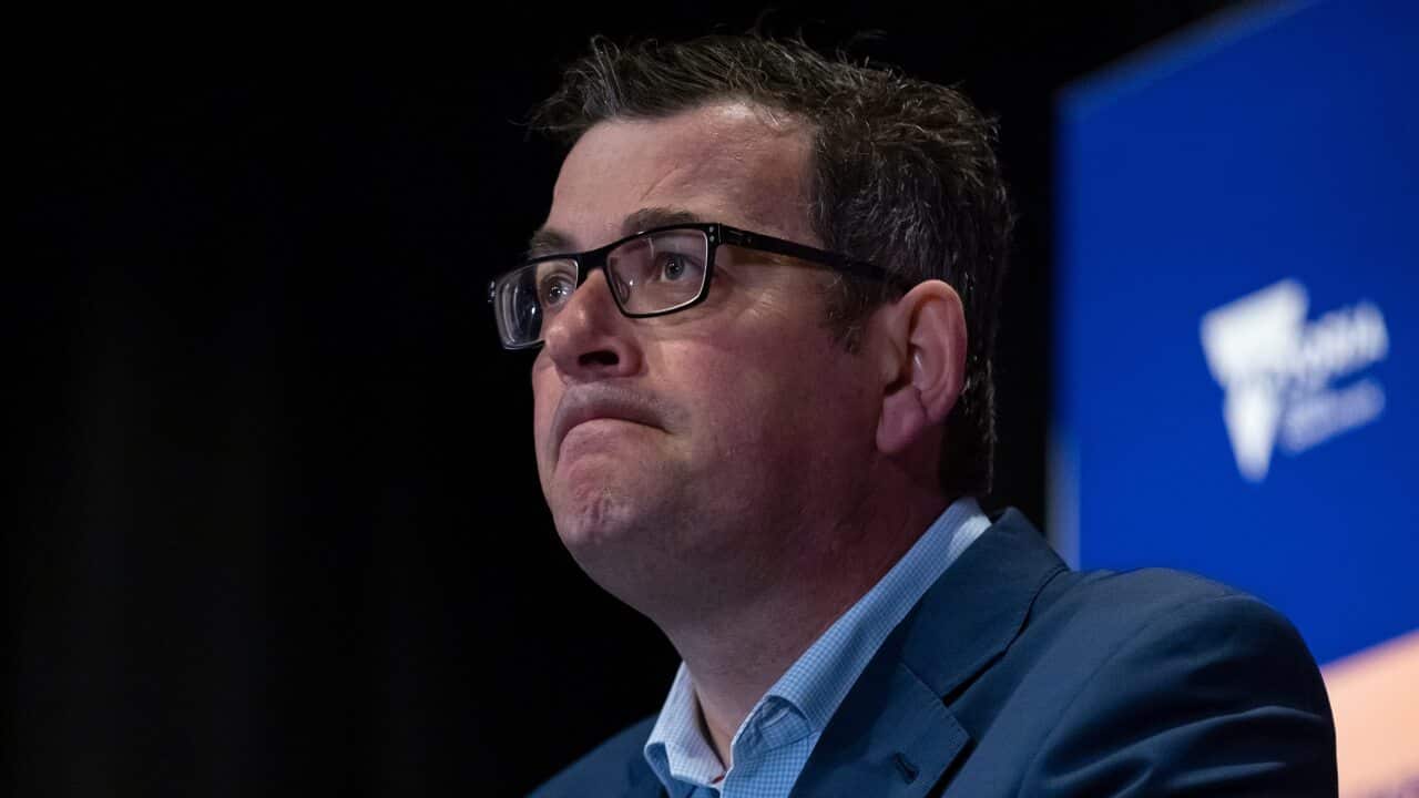 Victorian Premier Daniel Andrews speaks to the media during a press conference in Melbourne, Thursday, September 30, 2021. Victoria has recorded 1438 new locally acquired COVID-19 cases and five deaths. (AAP Image/Daniel Pockett) NO ARCHIVING