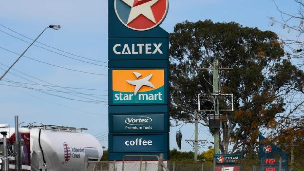 File image of a general view of a Caltex sign in Luddenham.