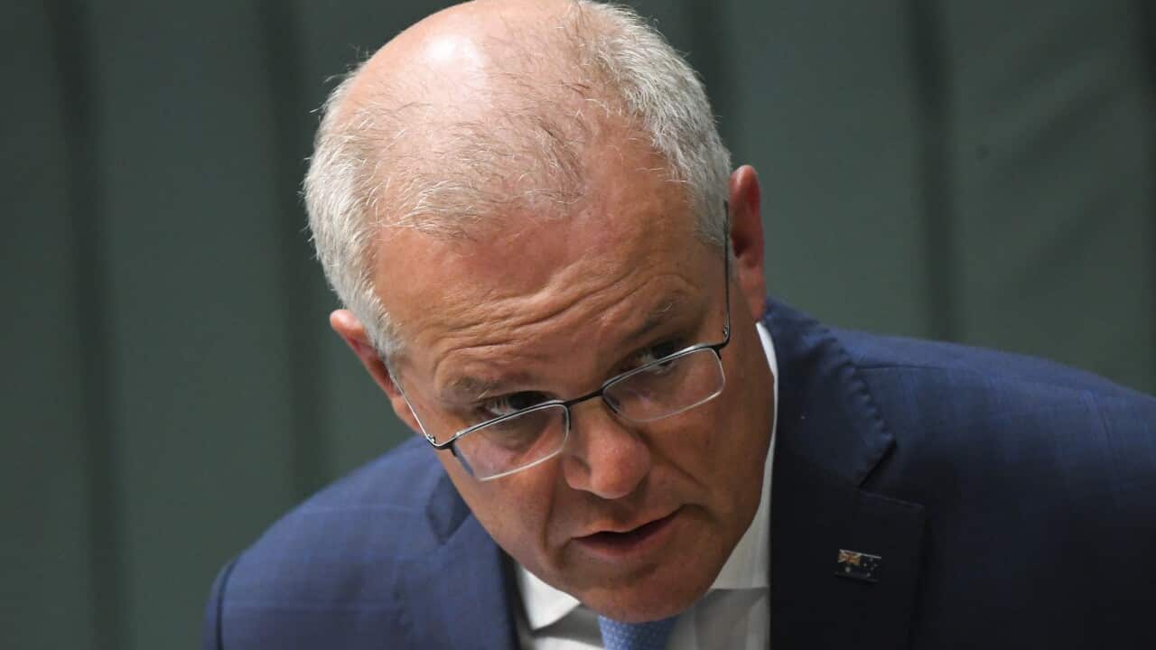 Prime Minister Scott Morrison during Question Time at Parliament House in Canberra.