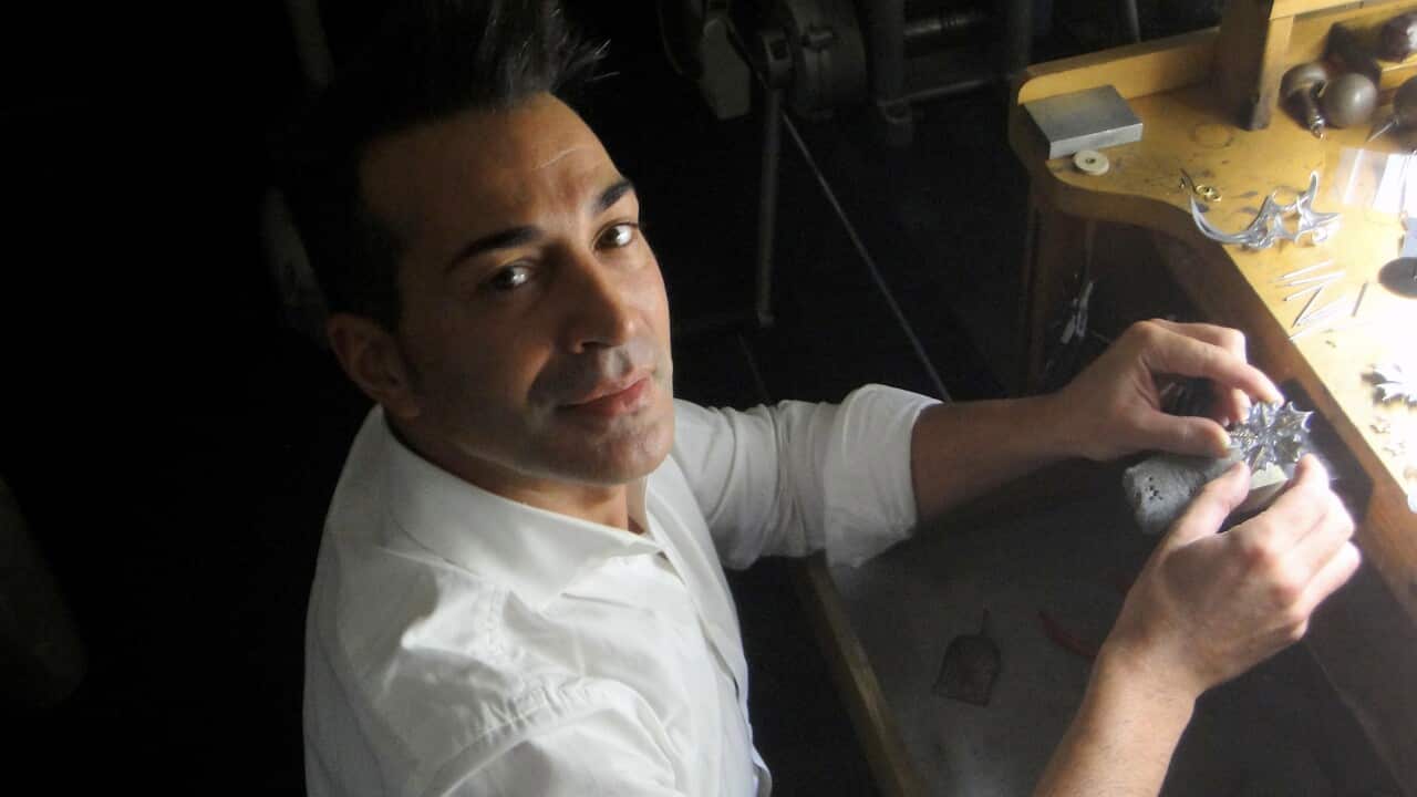 François Santo in his jewelry workshop.