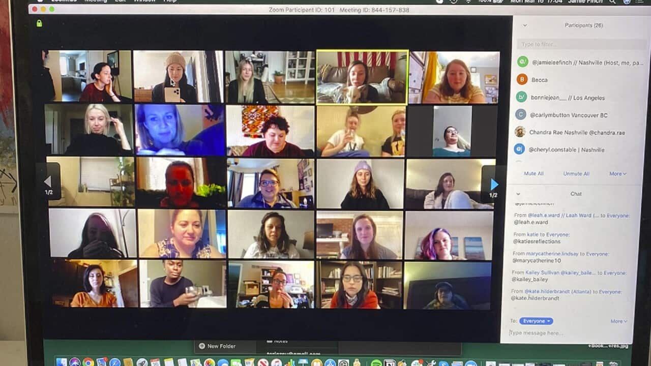 People on a Zoom video conference call