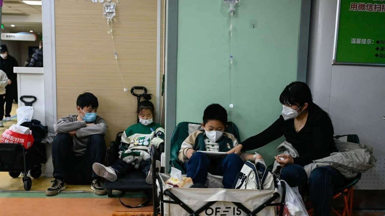 Children being treated at a hospital in Beijing, China, on 23 November - JADE GAO/AFP via Getty Images.