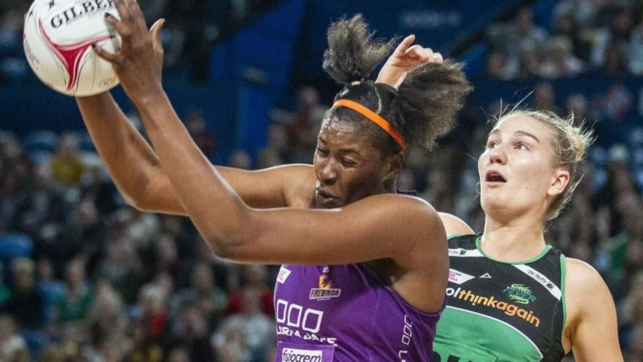 Romelda Aiken of the Firebirds in action.