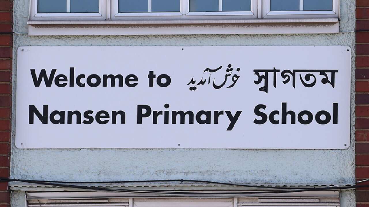A sign outside Nansen Primary School in Birmingham