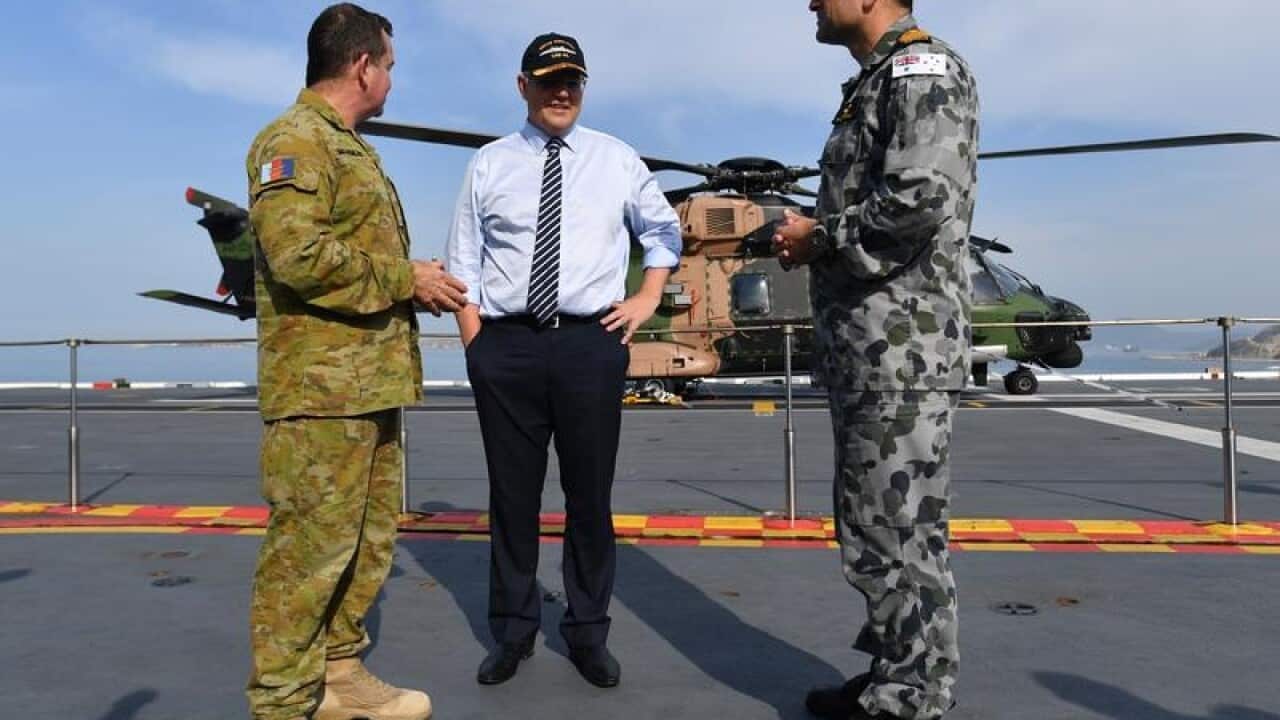 Scott Morrison on the HMAS Adelaide