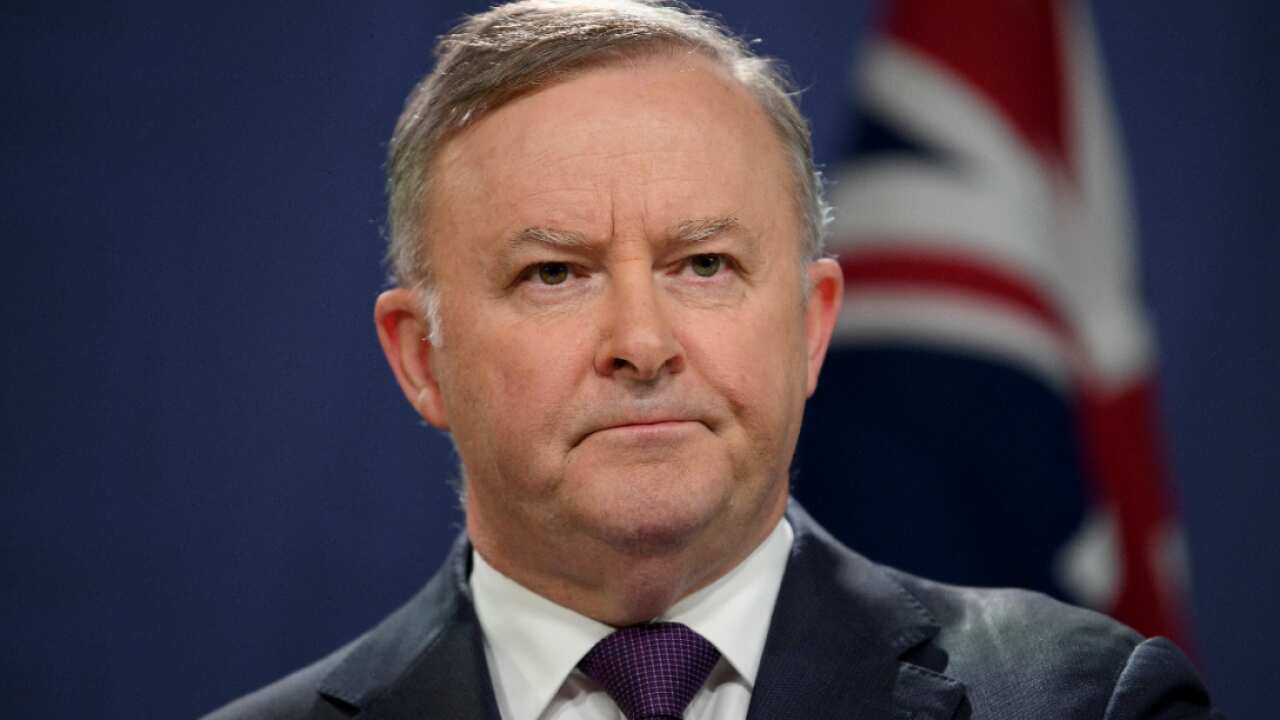 Leader of the Opposition Anthony Albanese at a press conference at Parliament House.