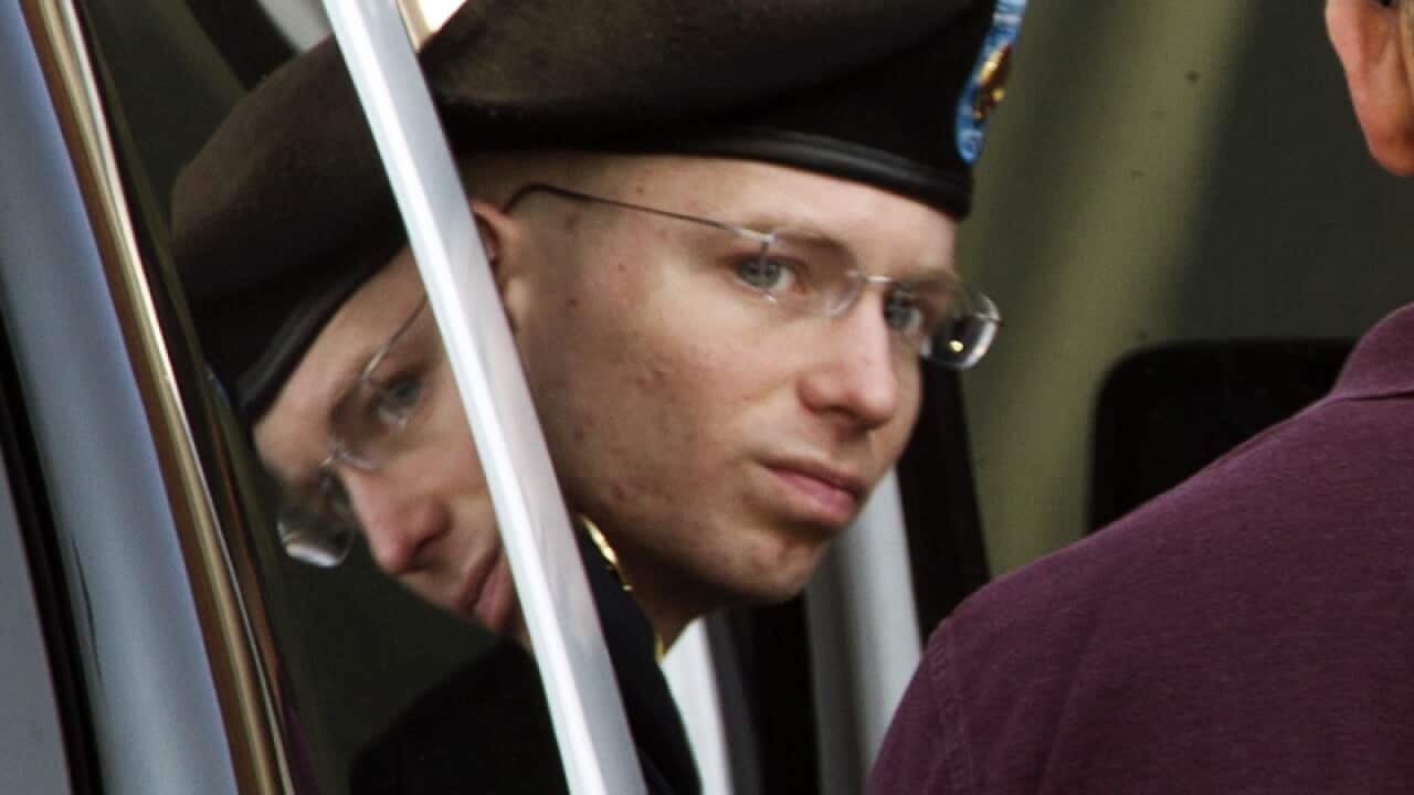 Bradley Manning arrives at the courthouse in Fort Meade