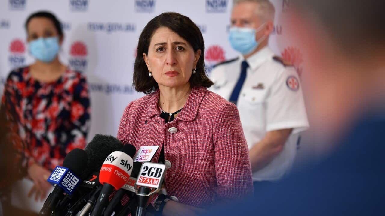 NSW Premier Gladys Berejiklian speaks to the media