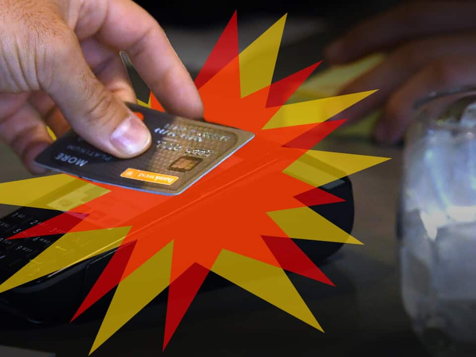 A credit card being used