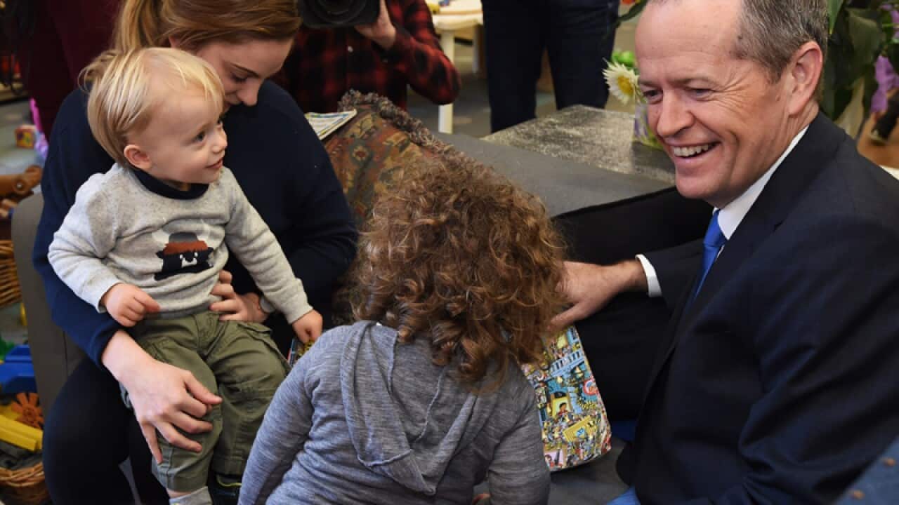 Bill Shorten during a visit to a child care centre