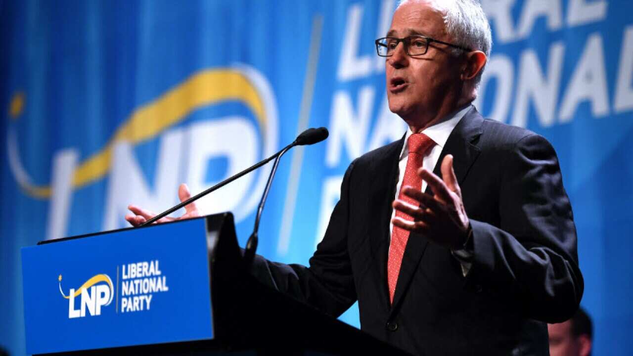 Australian Prime Minister Malcolm Turnbull speaks at the Liberal National Party (LNP) state conference in Brisbane,