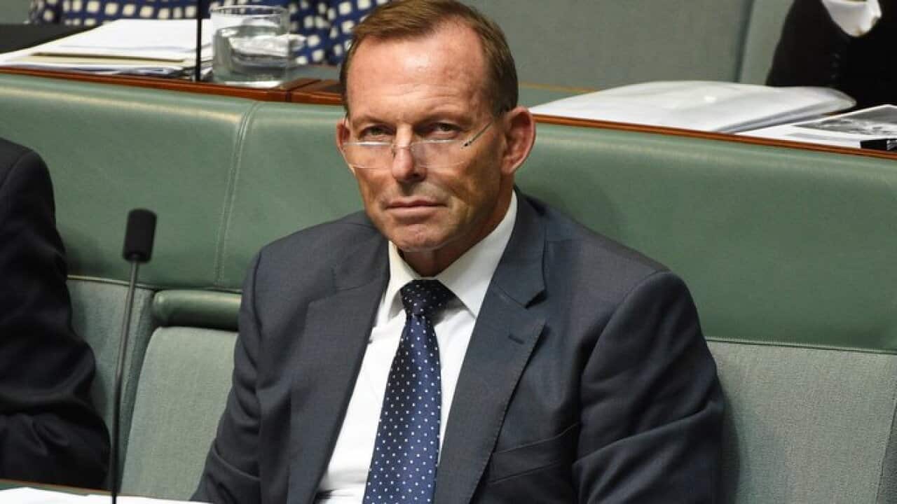 Former Australian prime minister Tony Abbott during Question Time at Parliament House in Canberra on Monday, Nov. 30, 2015. (AAP Image/Mick Tsikas) NO ARCHIVING