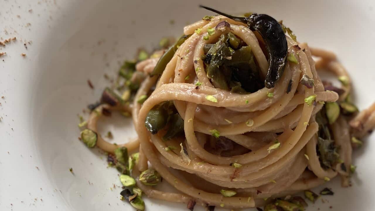 Bucatini in the plate