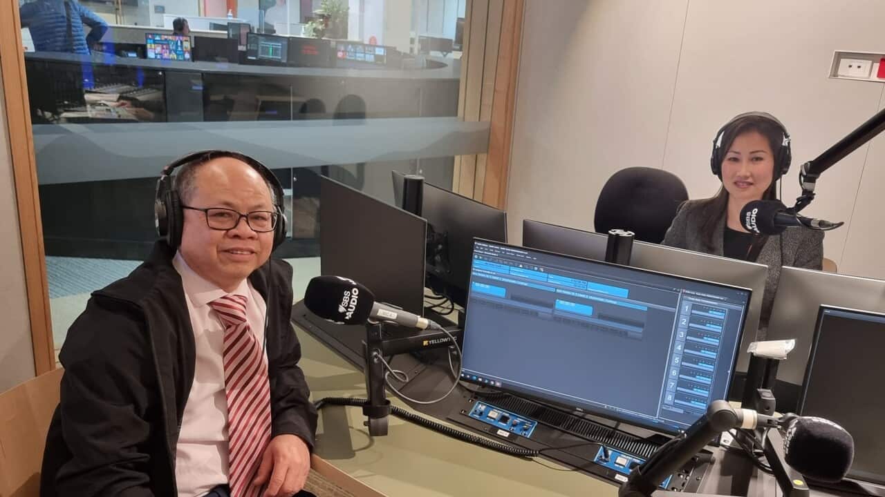 Yim Thay Horn at SBS studio with Sopharany Hay