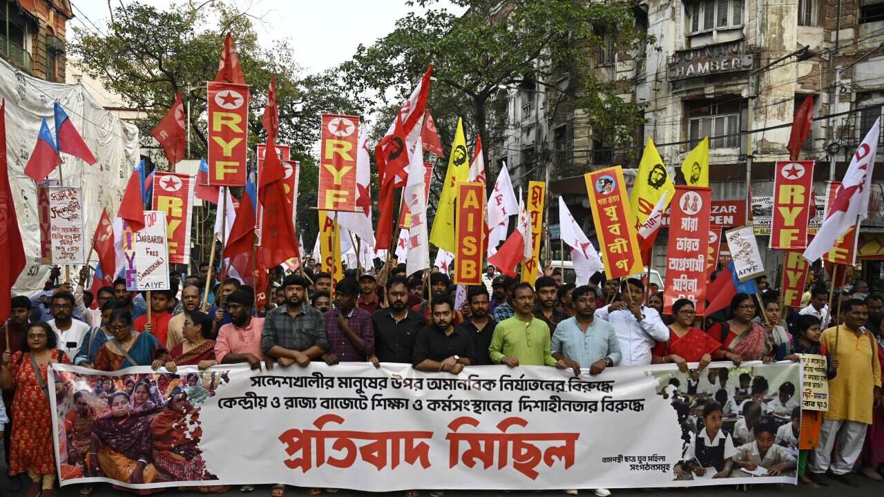 India: Left Students Organizations In Kolkata Protest Against TMC Over Sandeshkhali Issue