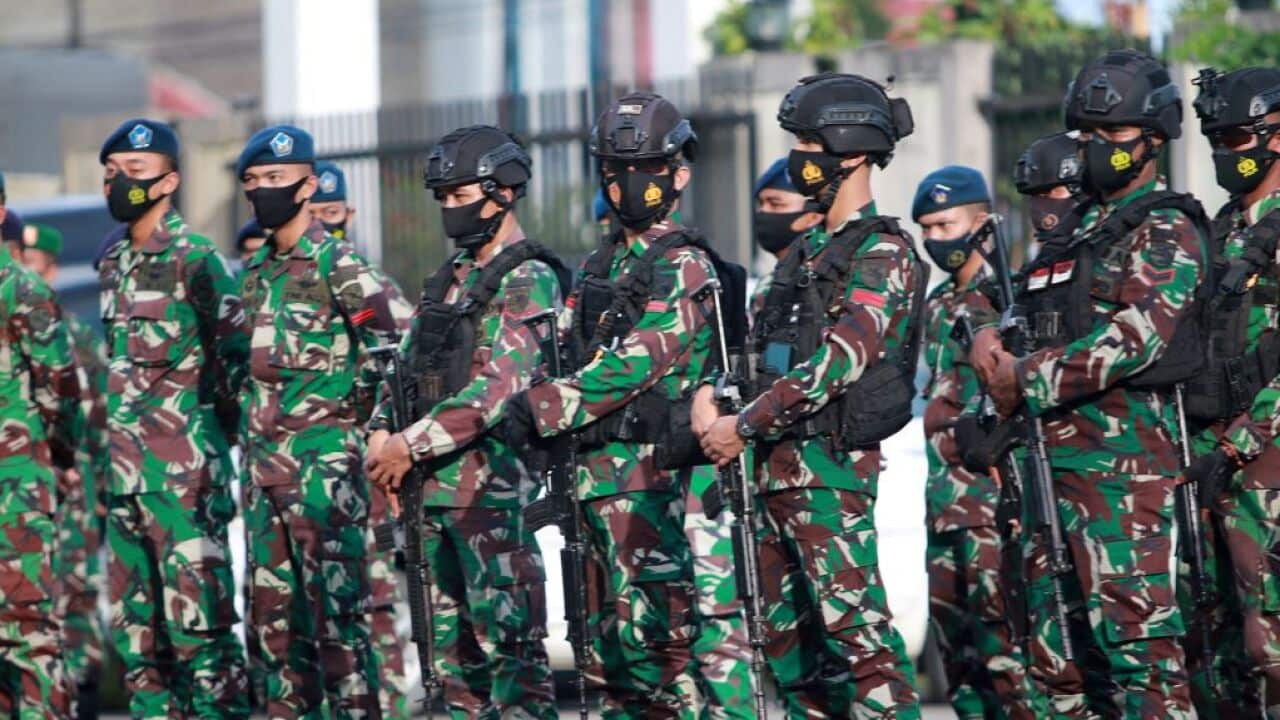 Indonesian soldiers in Timika, Papua on May 12, 2021