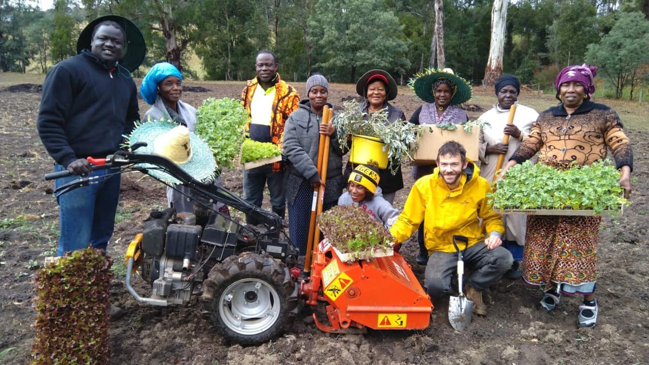 Thuch Ajak with members of the African communities in Langwarry