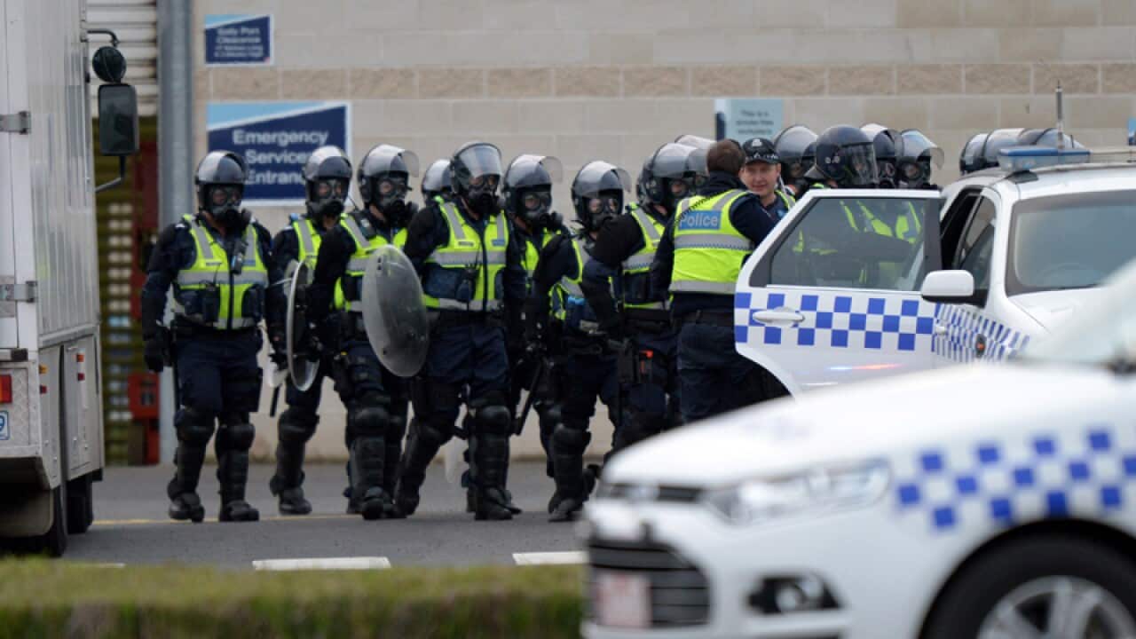 Police outside Ravenhall Prison