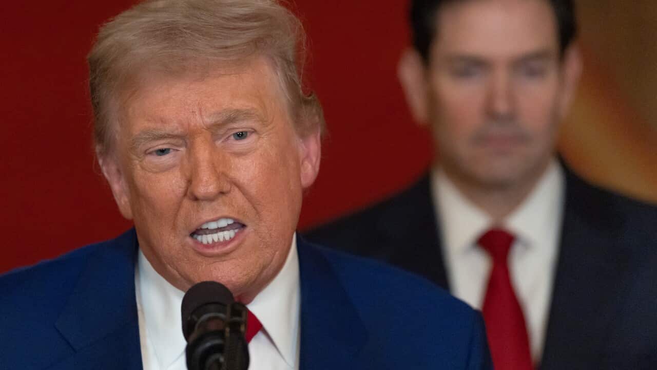 US President Donald Trump delivers an address to the nation at the White House in Washington, following U.S. strikes on Iran's nuclear facilities.
