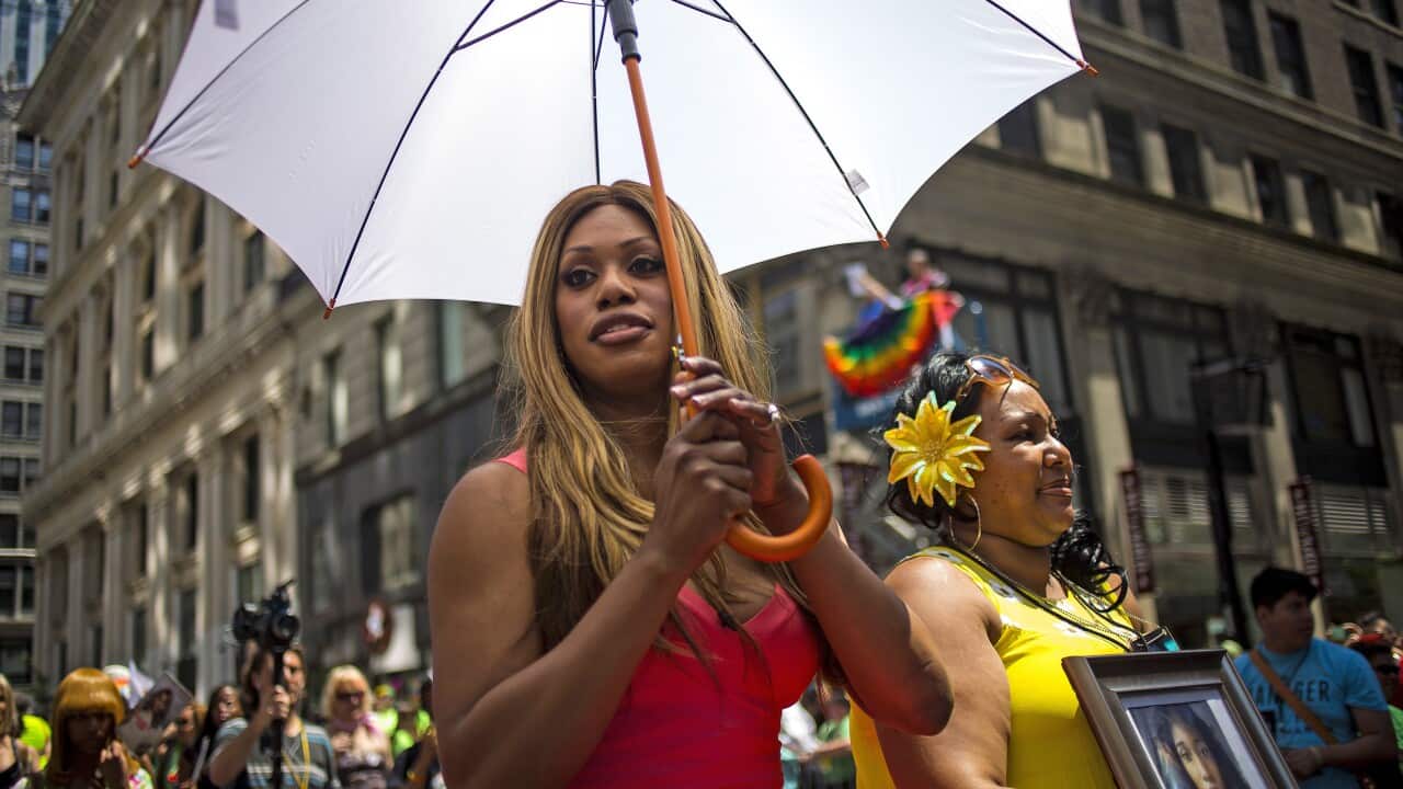 Laverne Cox attends the 2014 Gay Pride March, New York