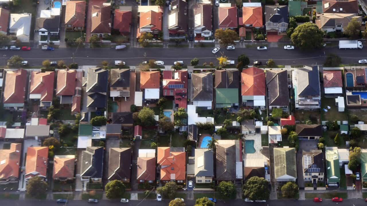 Australian homes are seen from a commercial aircraft over the Sydney suburb of Eastlakes, New South Wales, Australia, Tuesday, May 2, 2017. (AAP Image/Sam Mooy) NO ARCHIVING