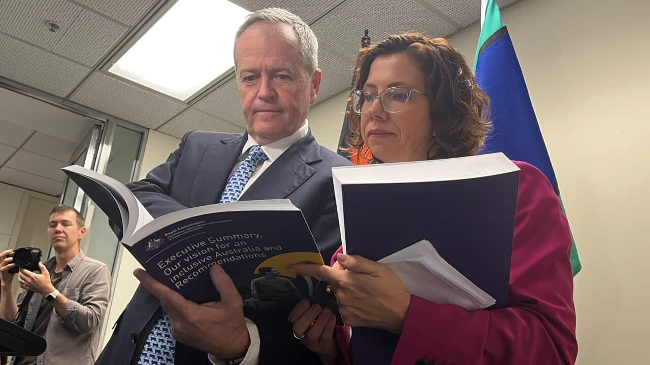 Social services minister Amanda Rishworth and NDIS minister Bill Shorten release the Disability Royal Commission final report (AAP)