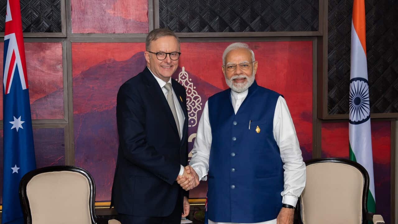 Prime Minister Anthony Albanese with Indian prime minister Narendra Modi