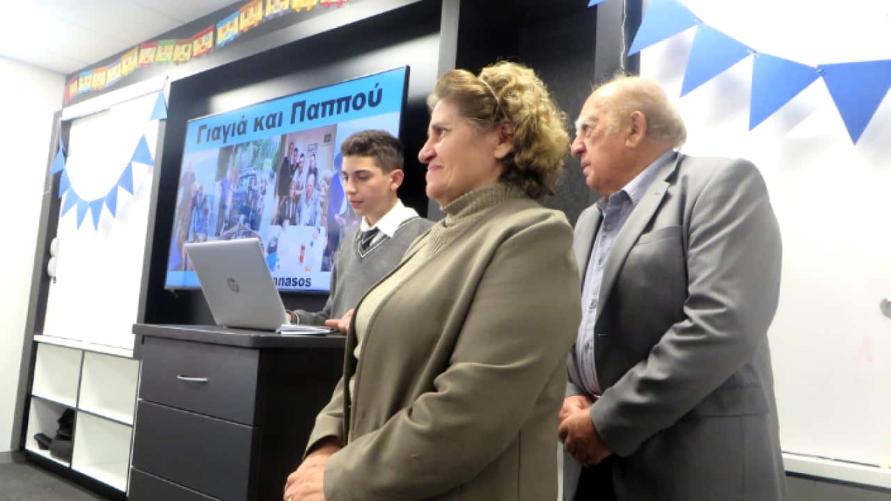 Costas Athansos with his yiayia and pappou
