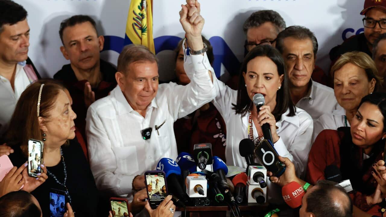Venezuelan opposition leaders make statements following election in Caracas