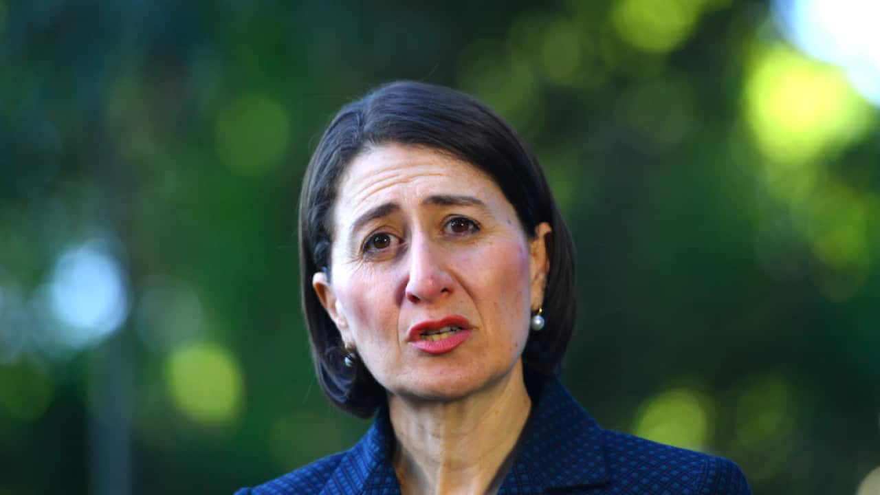 NSW Premier Gladys Berejiklian addresses media during a press conference in Sydney, Friday, April 24, 2020