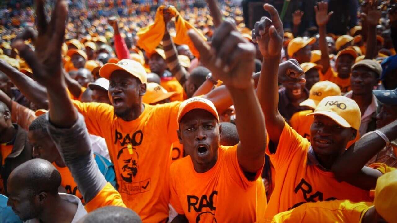 Supporters of Raila Odinga at a rally in Nairobi
