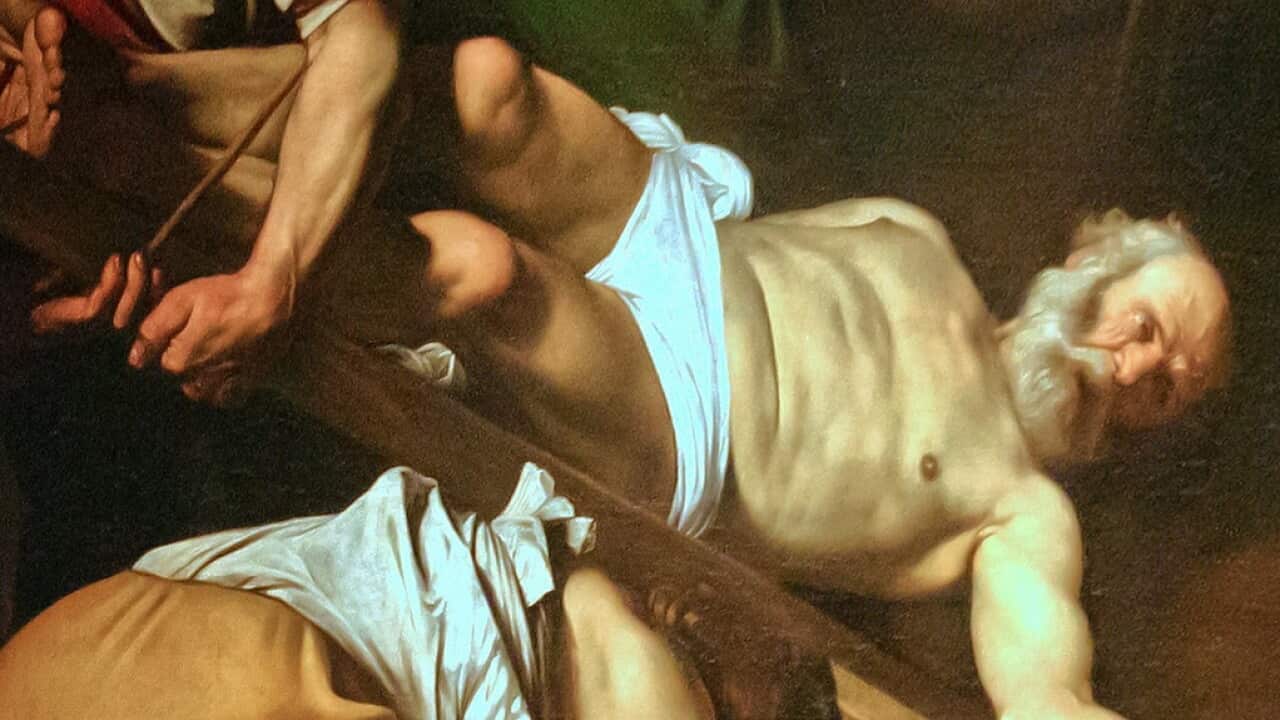 Caravaggio, crucifixion of Saint Peter, detail/pixabay.com