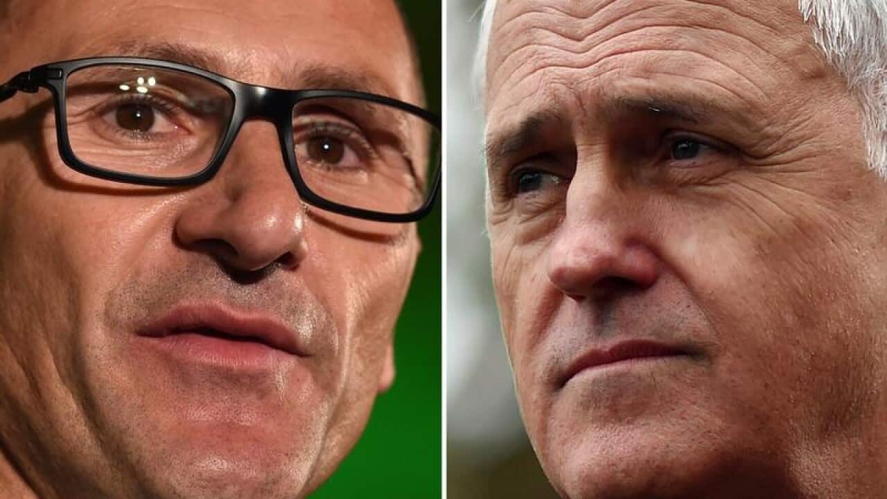 A composite image of Richard Di Natale (L) and Malcolm Turnbull