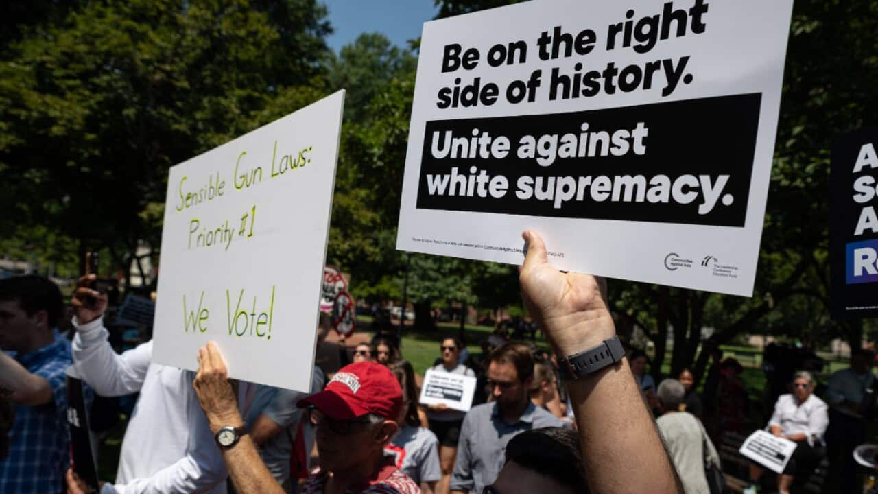 Protesters attend a rally against white nationalism and white supremacy near the White House in Washington, D.C. on Aug. 6, 2019.