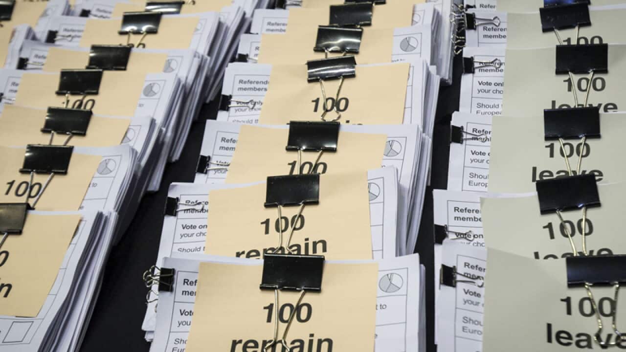 Bundles of referendum ballot papers