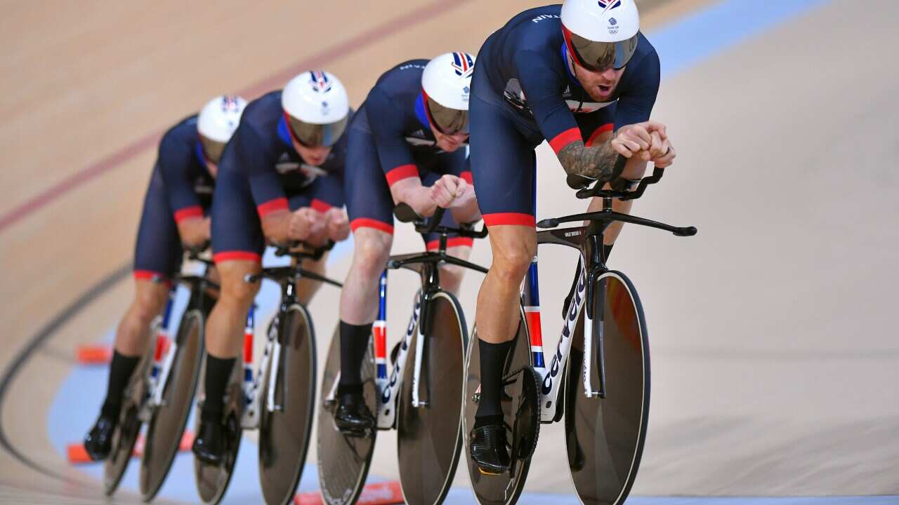 Bradley Wiggins leads Team GB to a gold medal - and a world record - in the team pursuit final in Rio.
