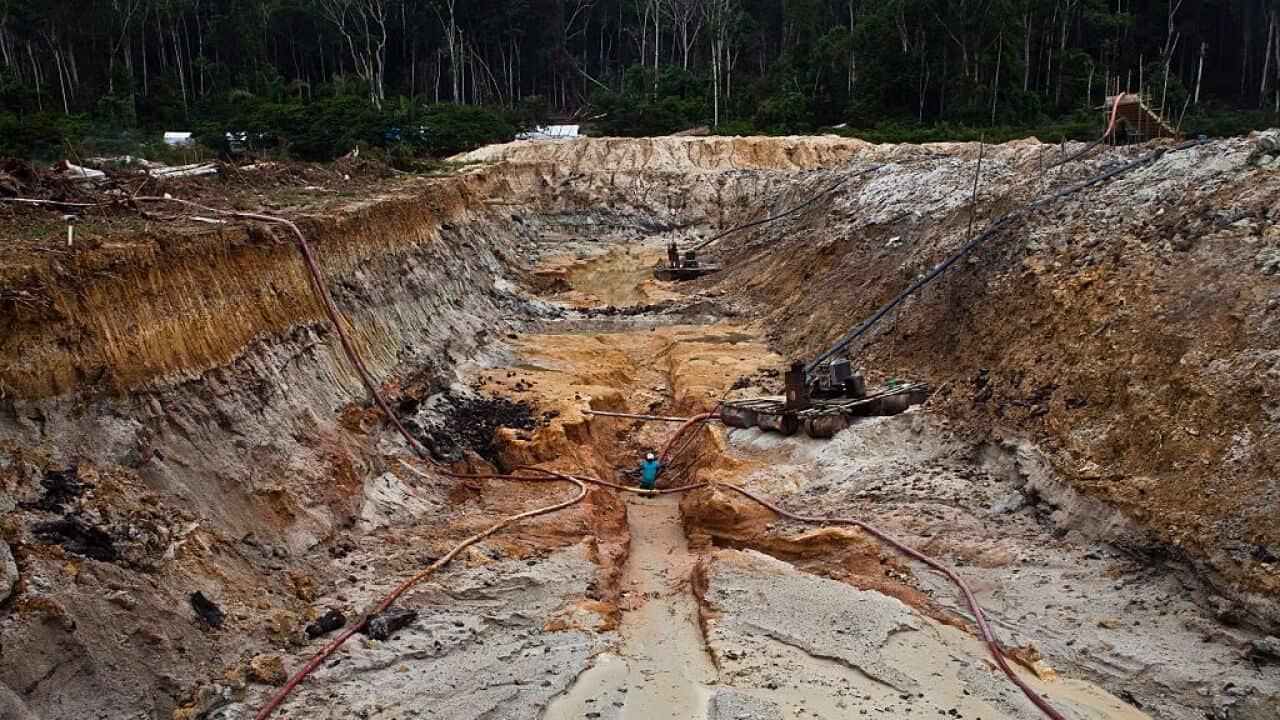 Gold mining, Amazon deforestation - hydraulic mining known
