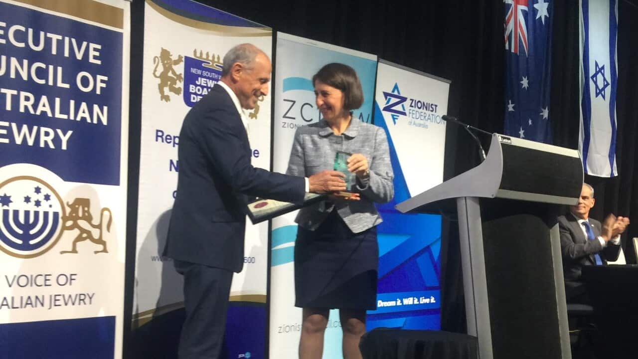 Premier Gladys Berejiklian with Vic Alhadeff"