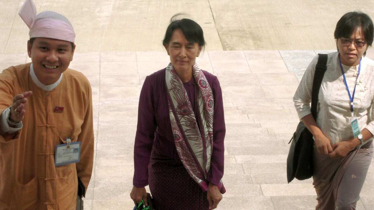 Photo taken in May 2012 shows Myanmar pro-democracy leader Aung San Suu Kyi