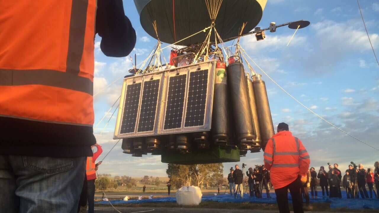 Russian Fedor Konyukhov's balloon just before it was launched