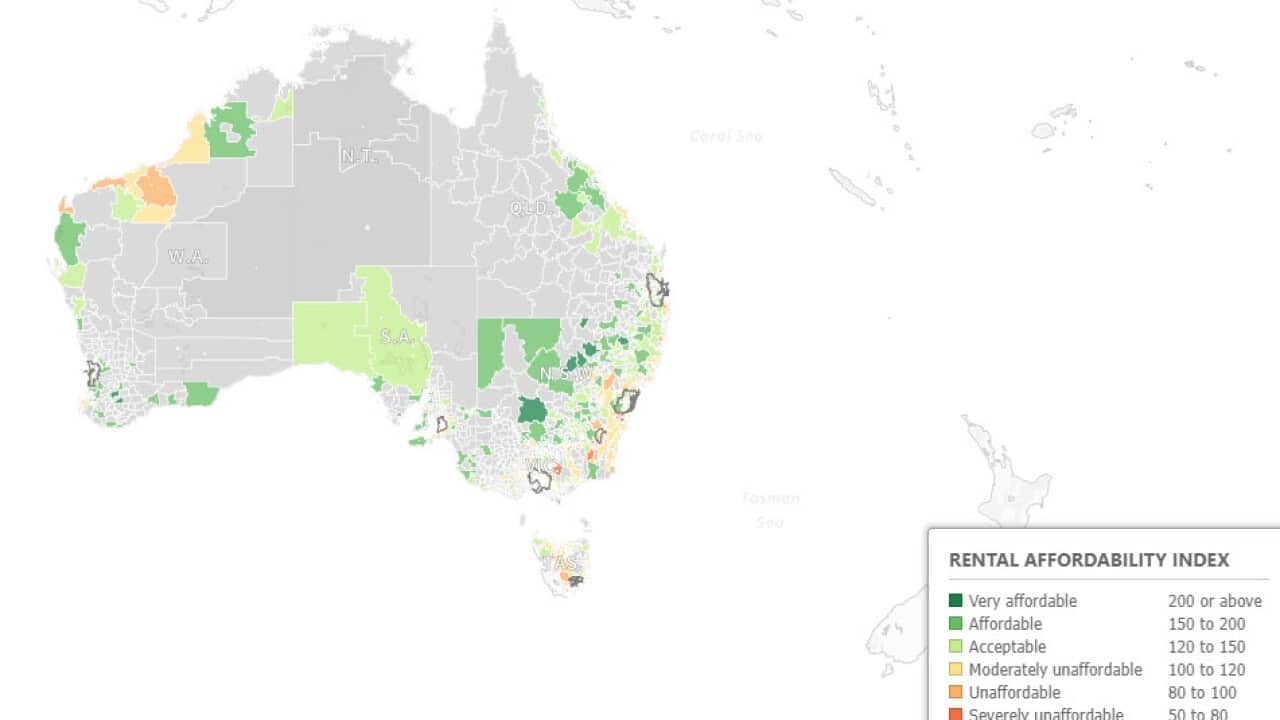 Interactive map of Rental Affordability Index 2022