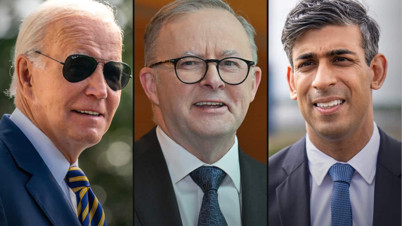 Composite image of Joe Biden, Rishi Sunak, Anthony Albanese and Xi Jinping
