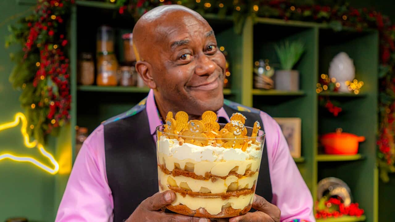 Ainsley Harriott with Spiced Pear & Ginger Trifle