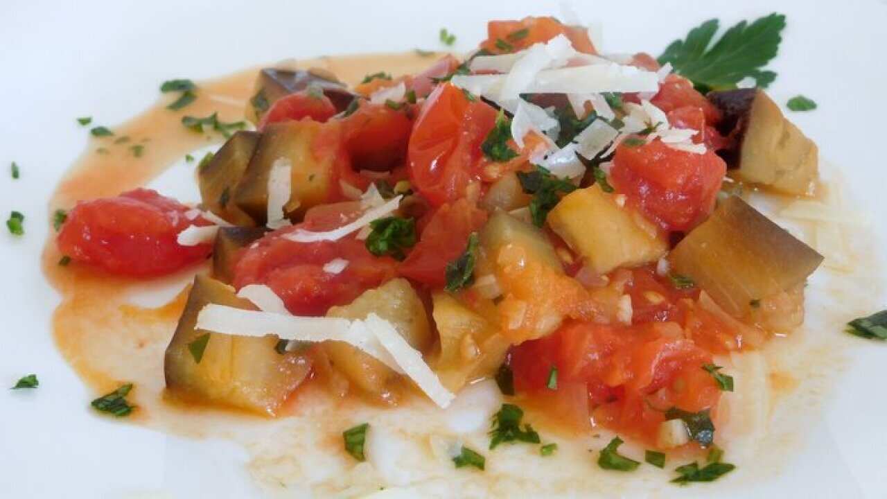 Eggplant and tomato salad