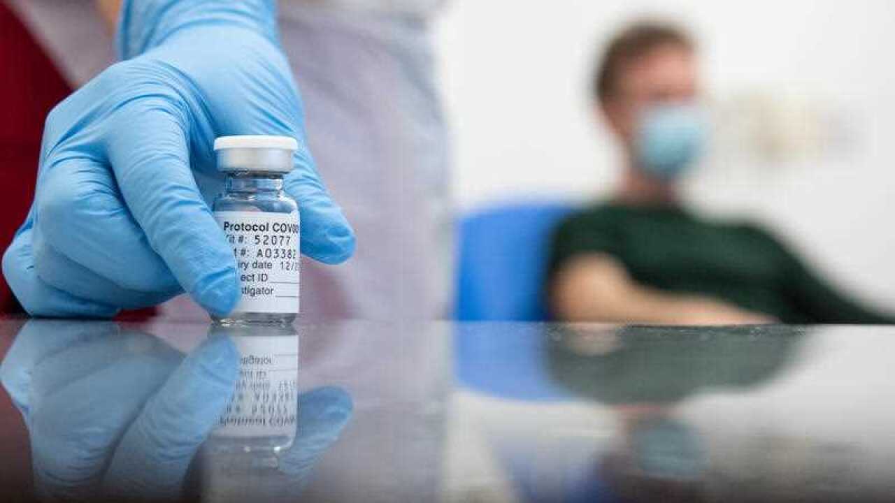 Close up of the coronavirus vaccine developed by AstraZeneca and Oxford University V2A (AAP)