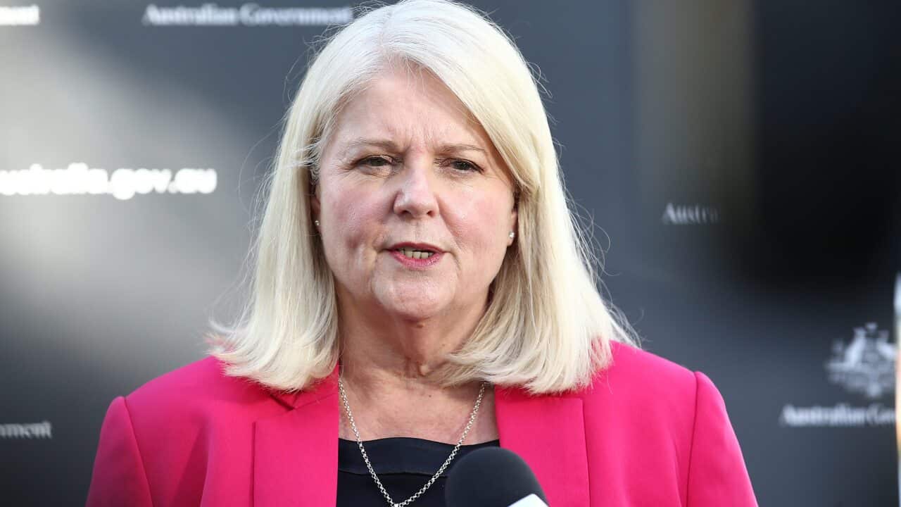 Minister for Home Affairs Karen Andrews addresses the media during a press conference on the Gold Coast, Wednesday, 30 June, 2021.